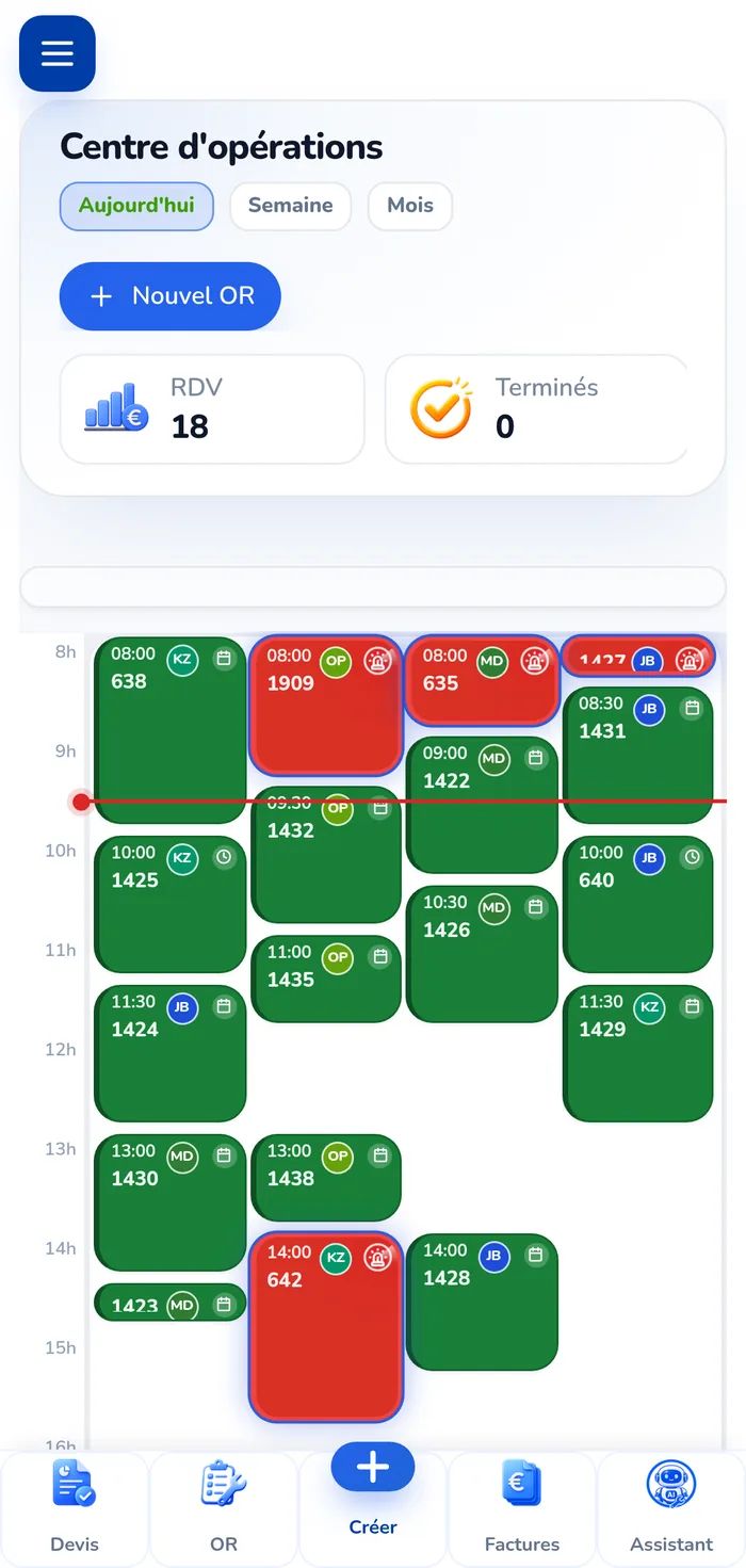 L'accueil de l'application atelier sur téléphone