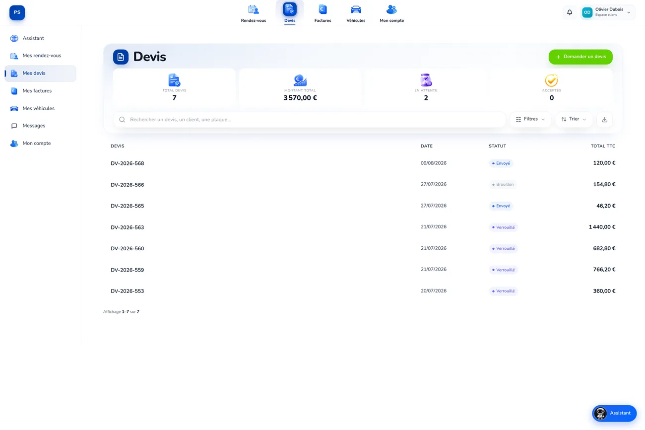Espace client : mes rendez-vous et réparations en cours